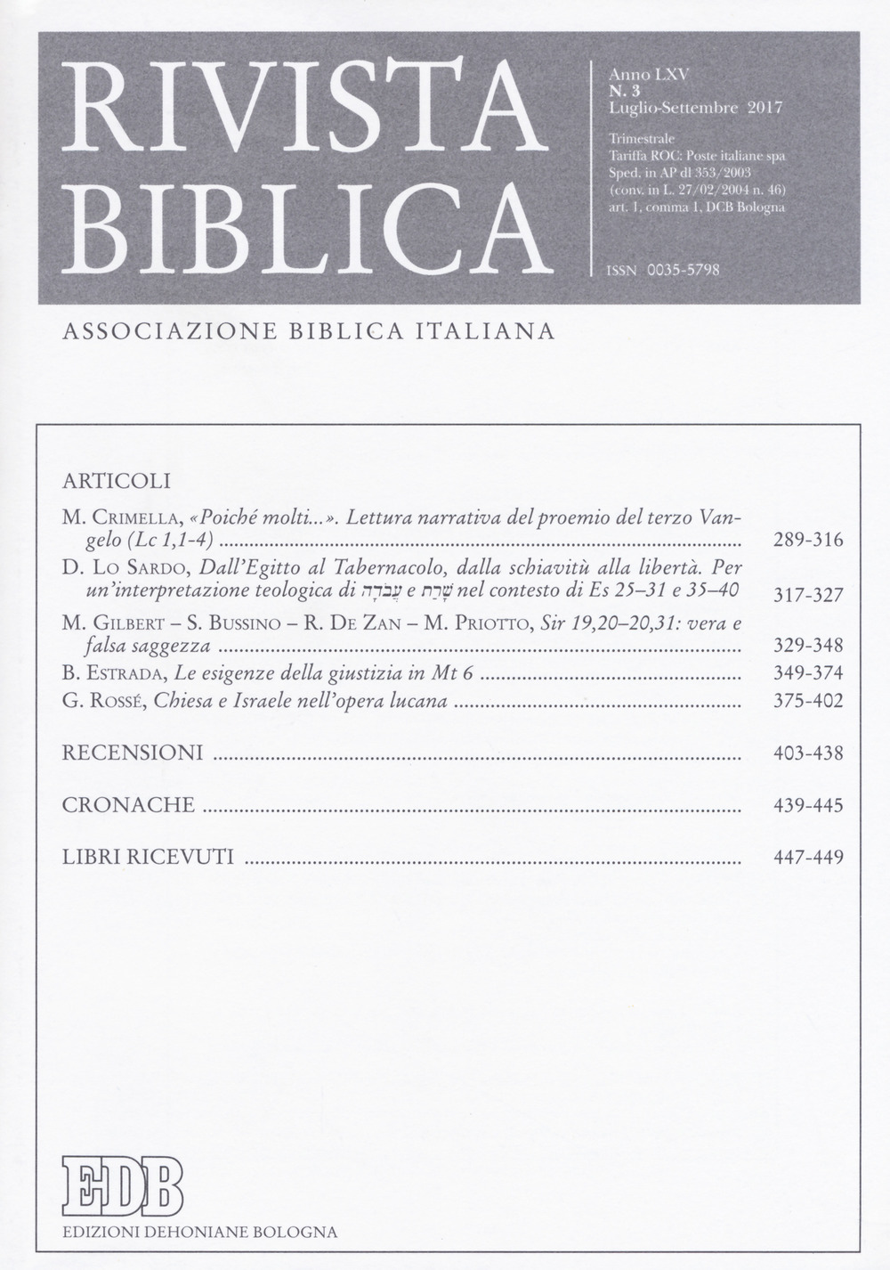 Rivista biblica. Vol. 3