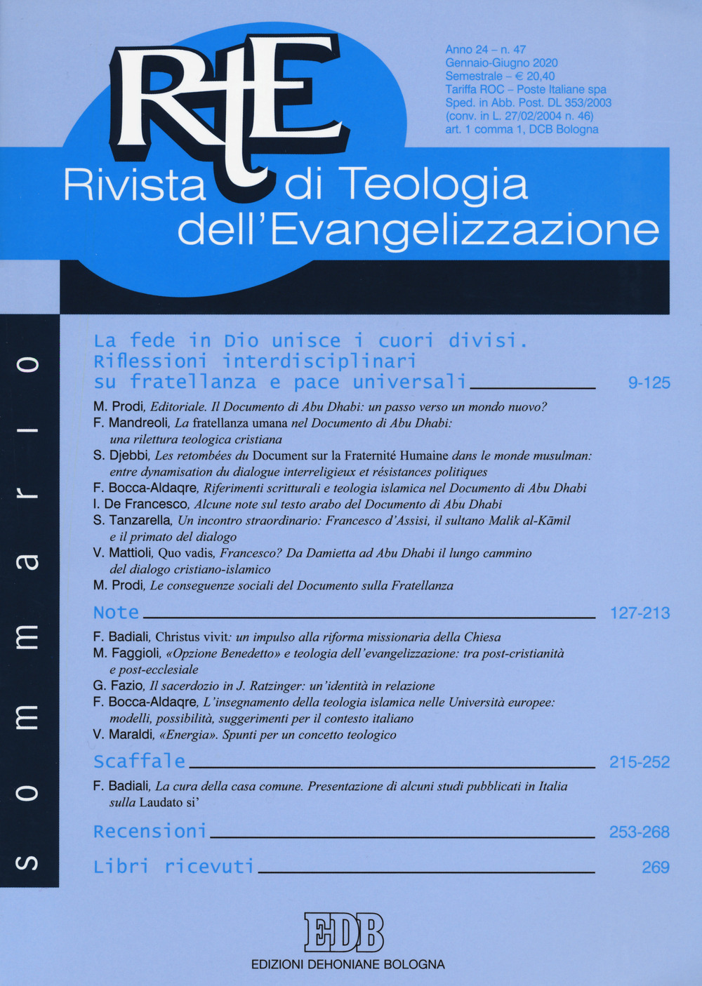 RTE Rivista di teologia dell'evangelizzazione. Vol. 47