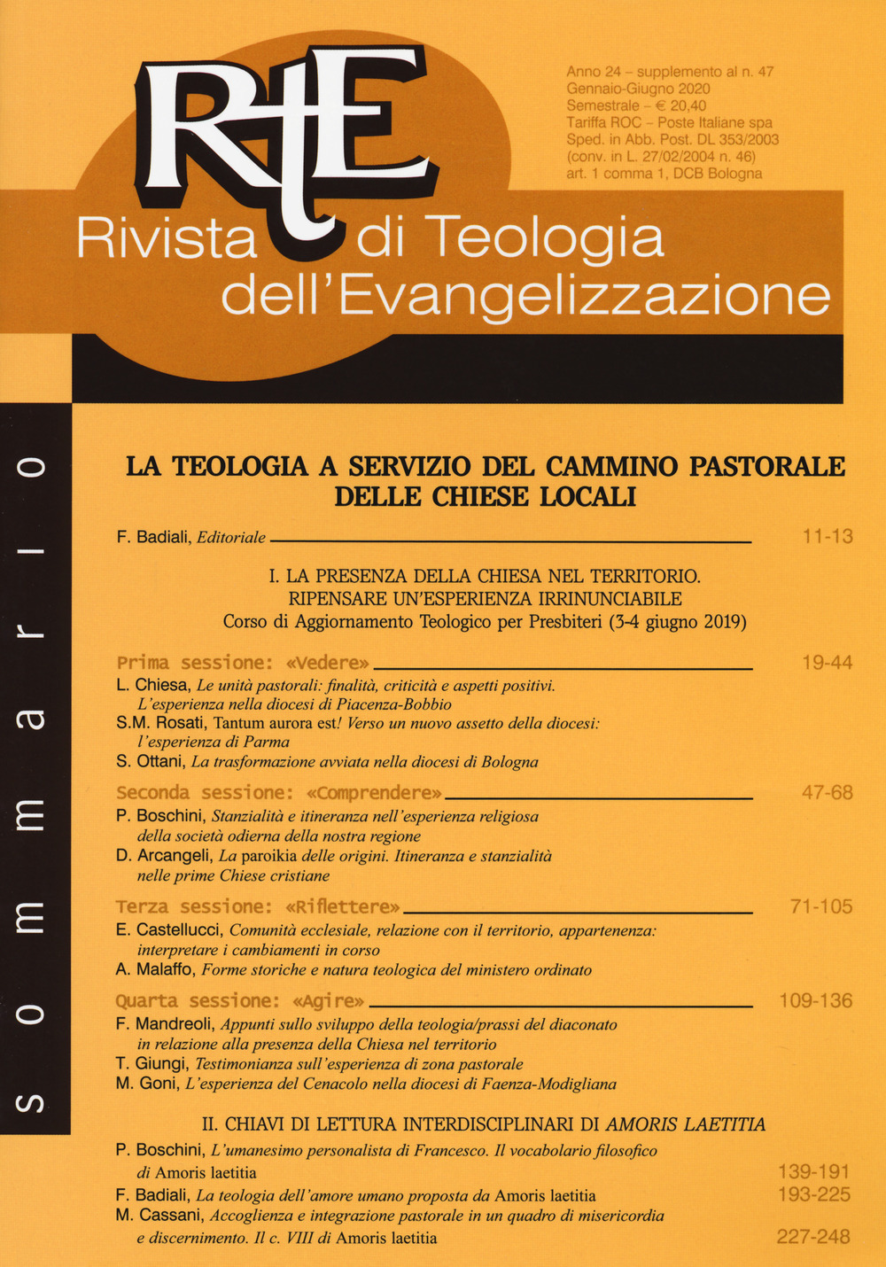 RTE Rivista di teologia dell'evangelizzazione. Supplemento. Vol. 47
