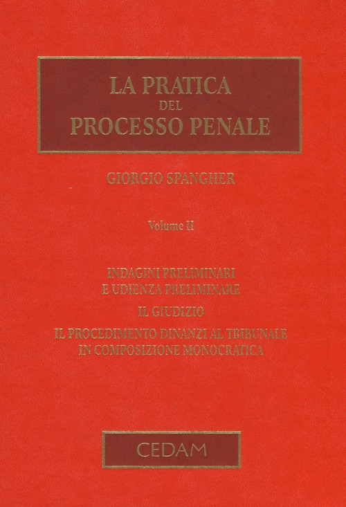 La pratica del processo penale. Vol. 2: Indagini preliminari e udienza preliminare. Il giudizio. Il procedimento dinanzi al tribunale in composizione monocratica