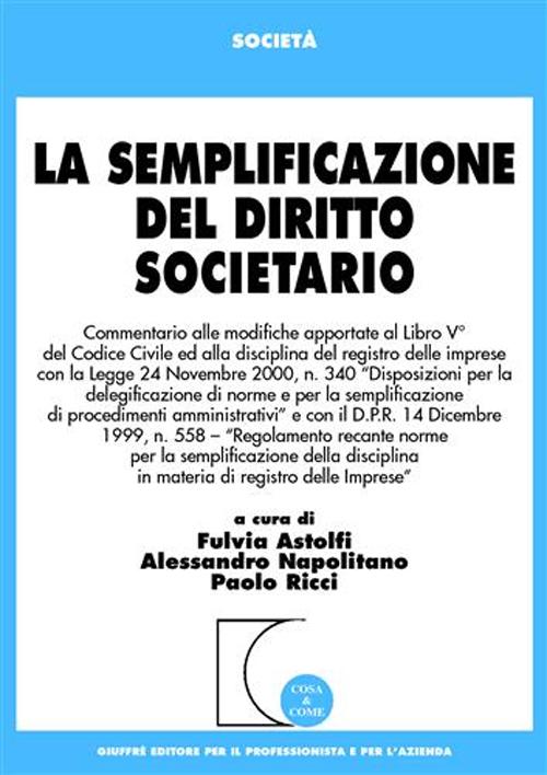 La semplificazione del diritto societario