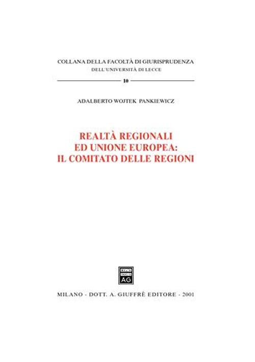 Realtà regionali ed unione europea: il comitato delle regioni