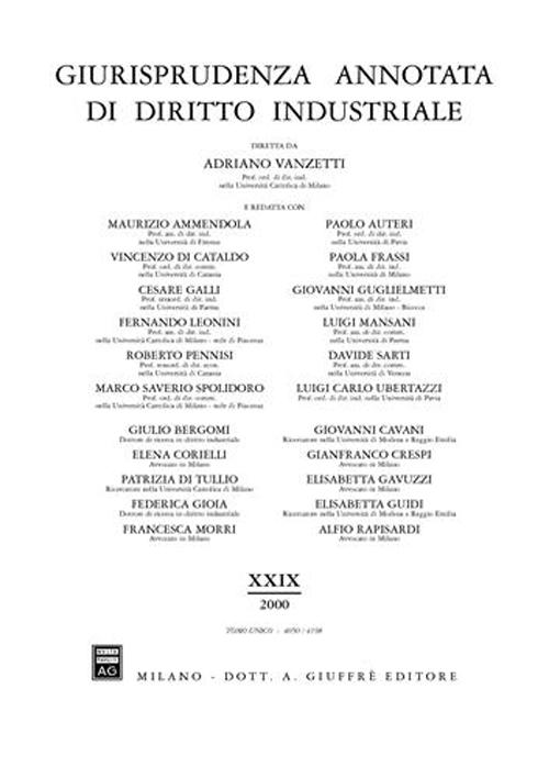 Giurisprudenza annotata di diritto industriale. Anno 29º