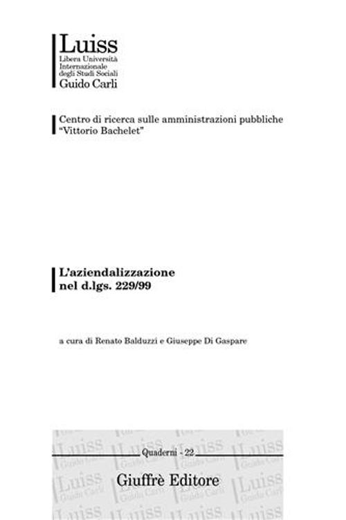 L'aziendalizzazione nel D.Lgs. 229/99