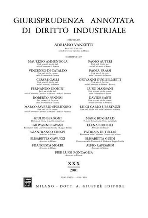 Giurisprudenza annotata di diritto industriale. Anno 30°