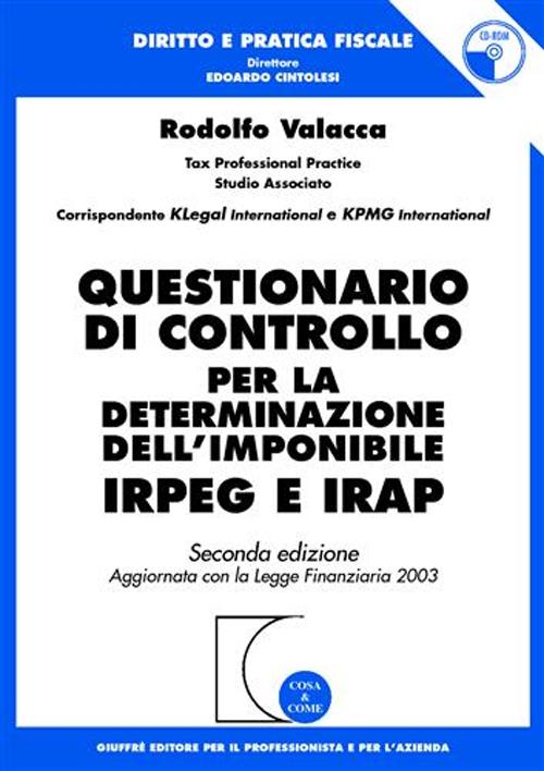 Questionario di controllo per la determinazione dell'imponibile Irpeg e Irap