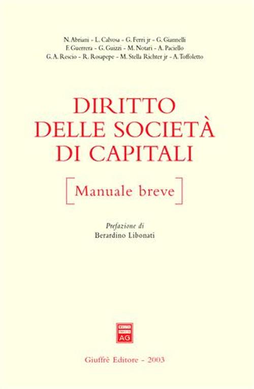 Diritto delle società di capitali. Manuale breve