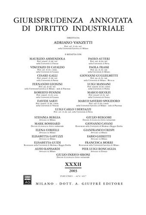 Giurisprudenza annotata di diritto industriale
