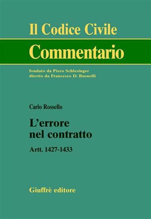 L'errore nel contratto. Artt. 1427-1433