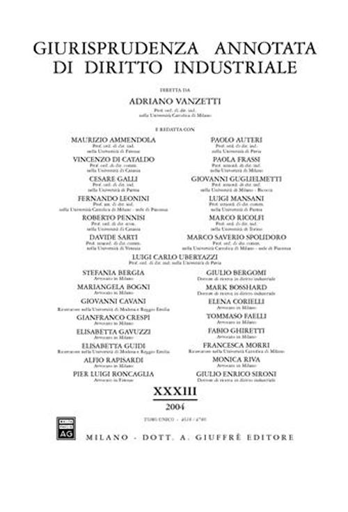 Giurisprudenza annotata di diritto industriale. Anno 33° (2004)
