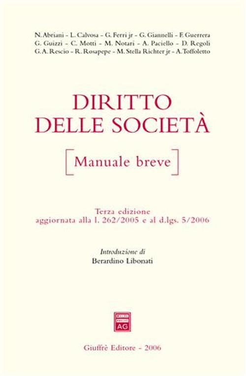 Diritto delle società. Manuale breve