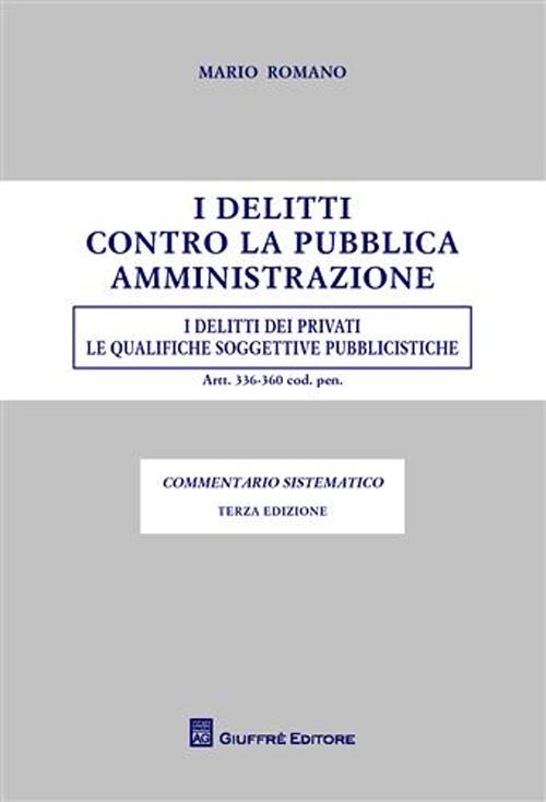 I delitti contro la pubblica amministrazione. I delitti dei privati. Le qualifiche soggettive pubblicistiche