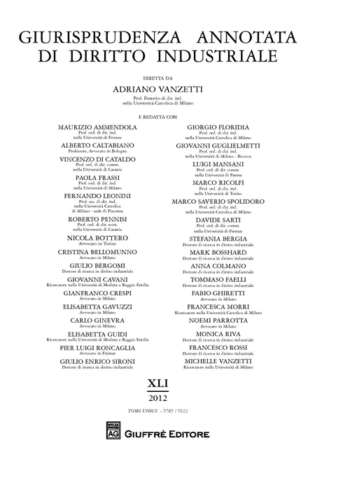 Giurisprudenza annotata di diritto industriale
