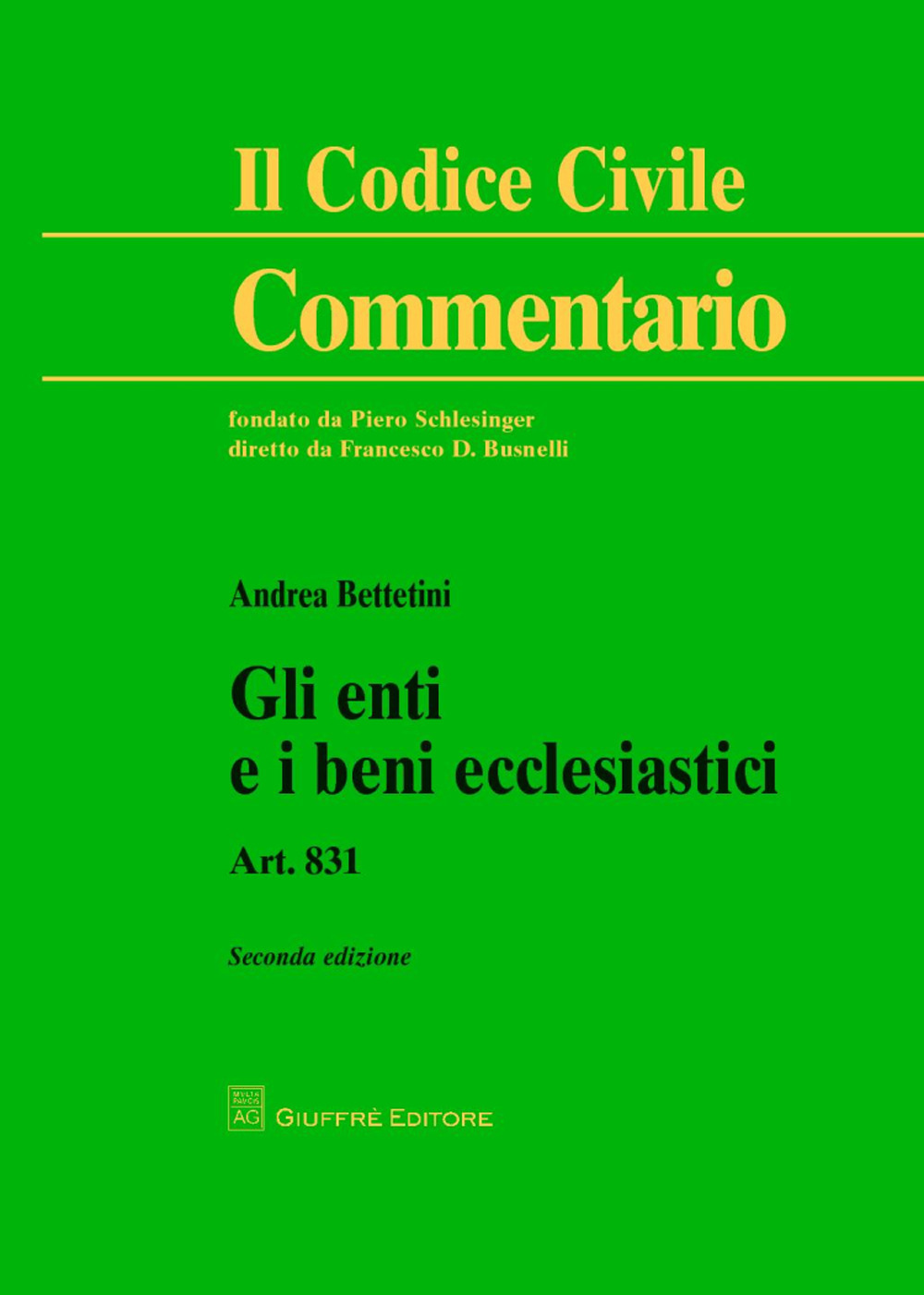 Gli enti e i beni ecclesiastici. Art. 831