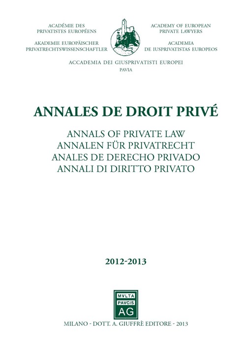 Annales de droit privé-Annali di diritto privato 2012-2013