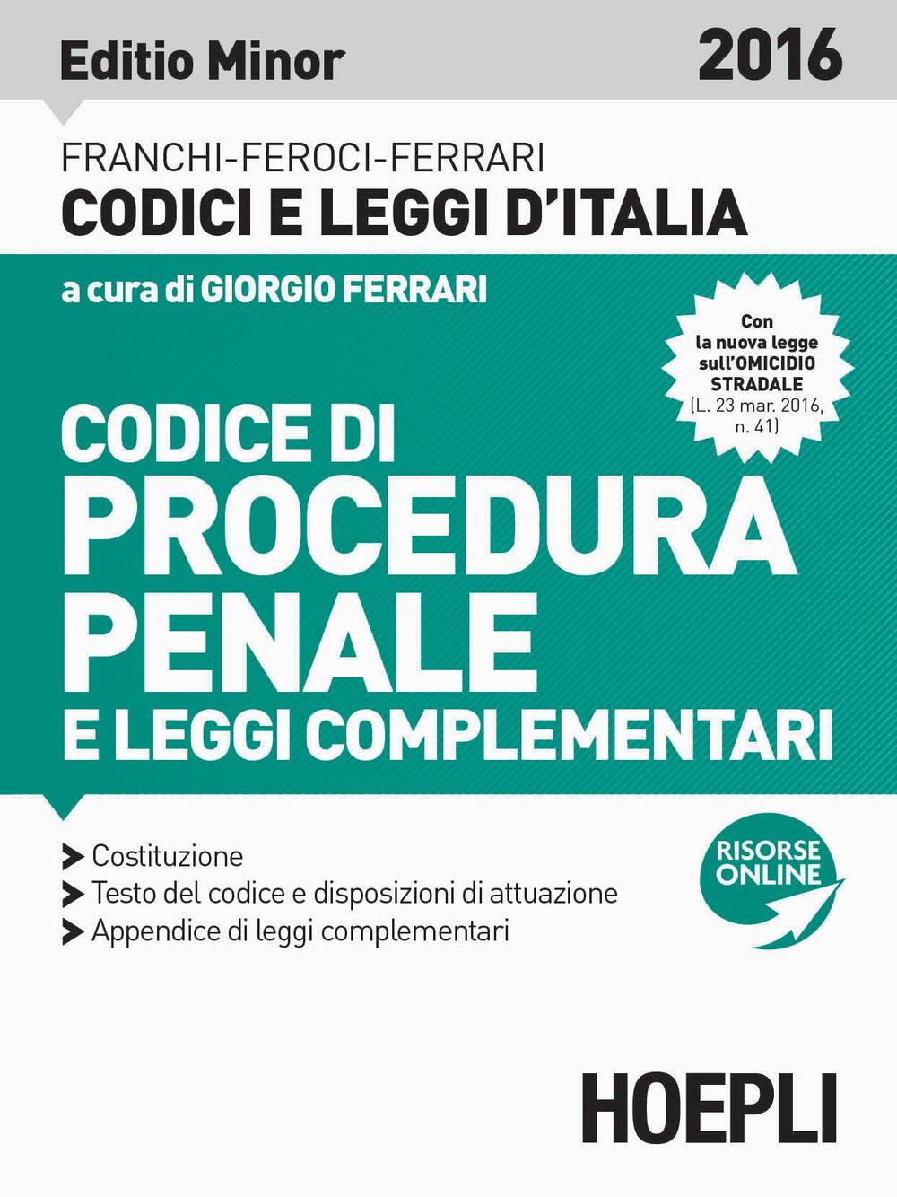 Codice di procedura penale e leggi complementari