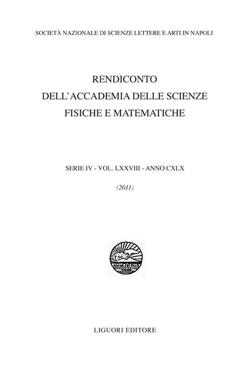 Rendiconto dell'Accademia delle scienze fisiche e matematiche. Serie IV. Vol. 78