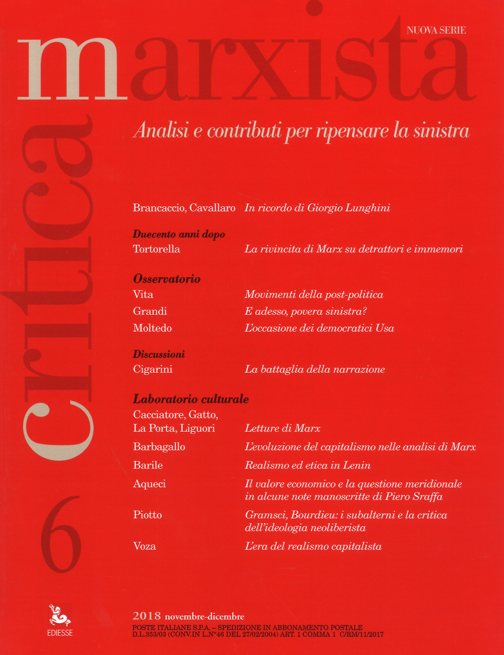 Critica marxista. Vol. 6: Novembre-Dicembre