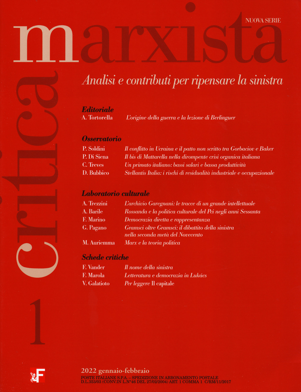 Critica marxista. Vol. 1