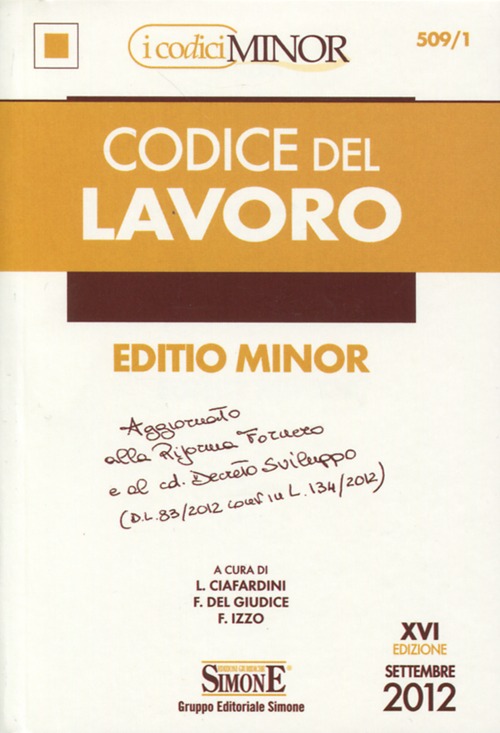 Codice del lavoro. Ediz. minore