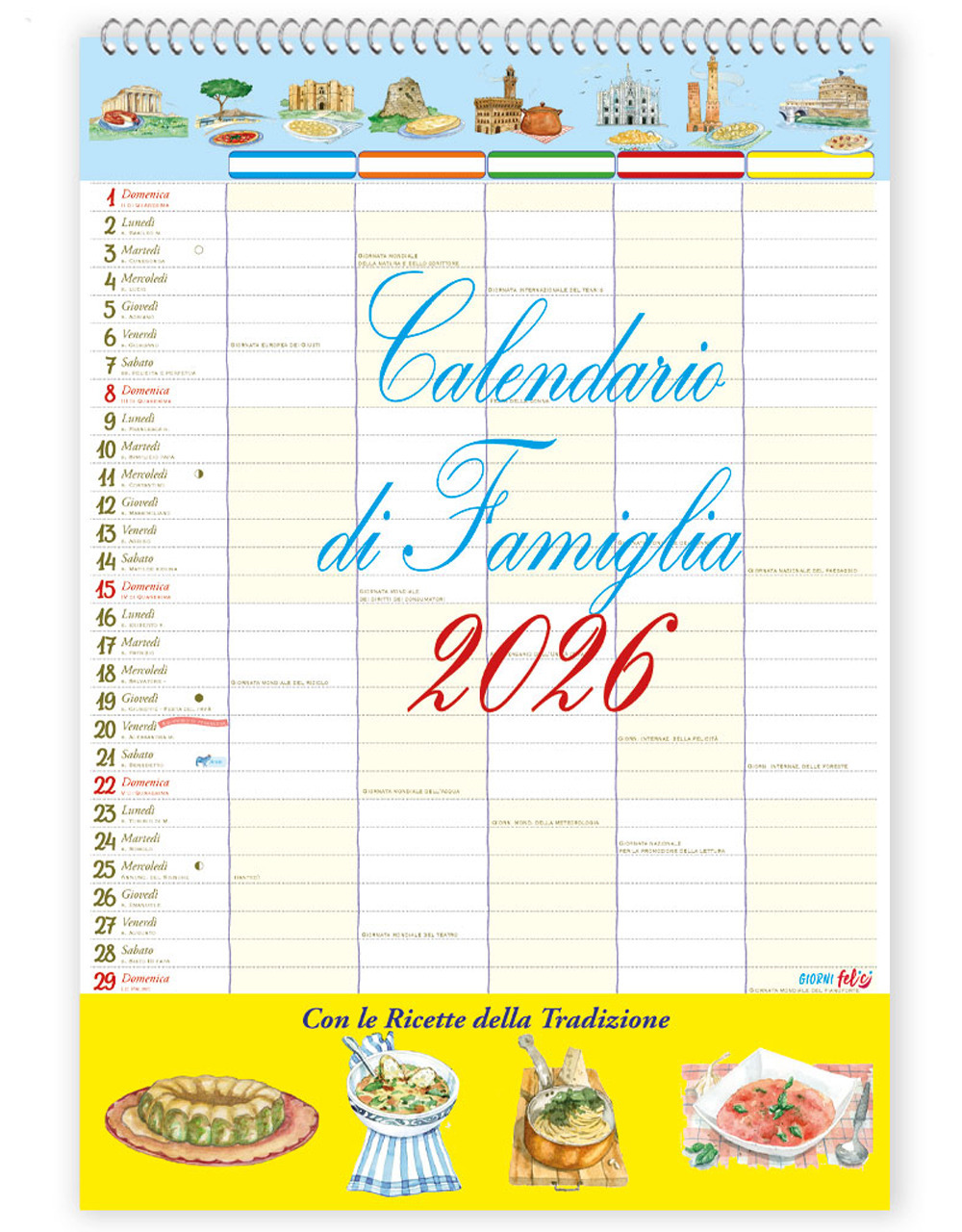 Calendario di Famiglia con ricette 2026