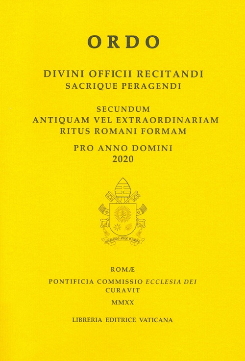 Ordo. Divini officii recitandi sacrique peragendi. Secundum antiquam vel extraordinariam ritus romani formam. 2020