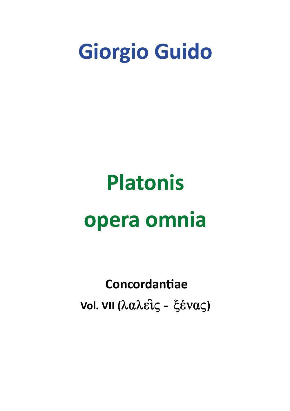 Platonis opera omnia. Concordantiae. Vol. 7
