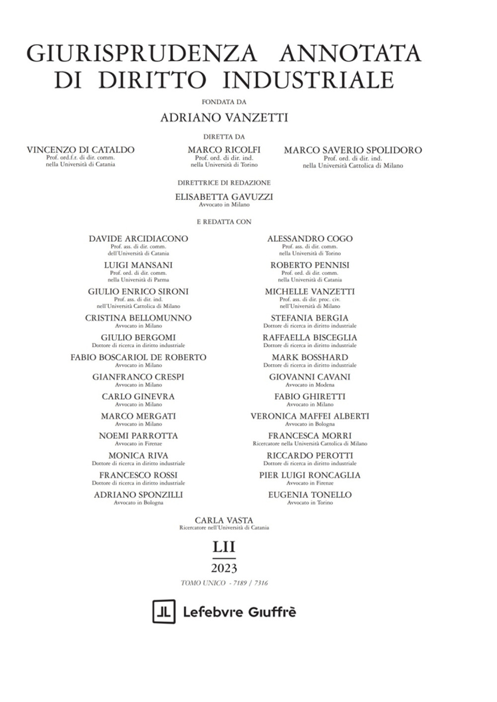 Giurisprudenza annotata di diritto industriale 2023