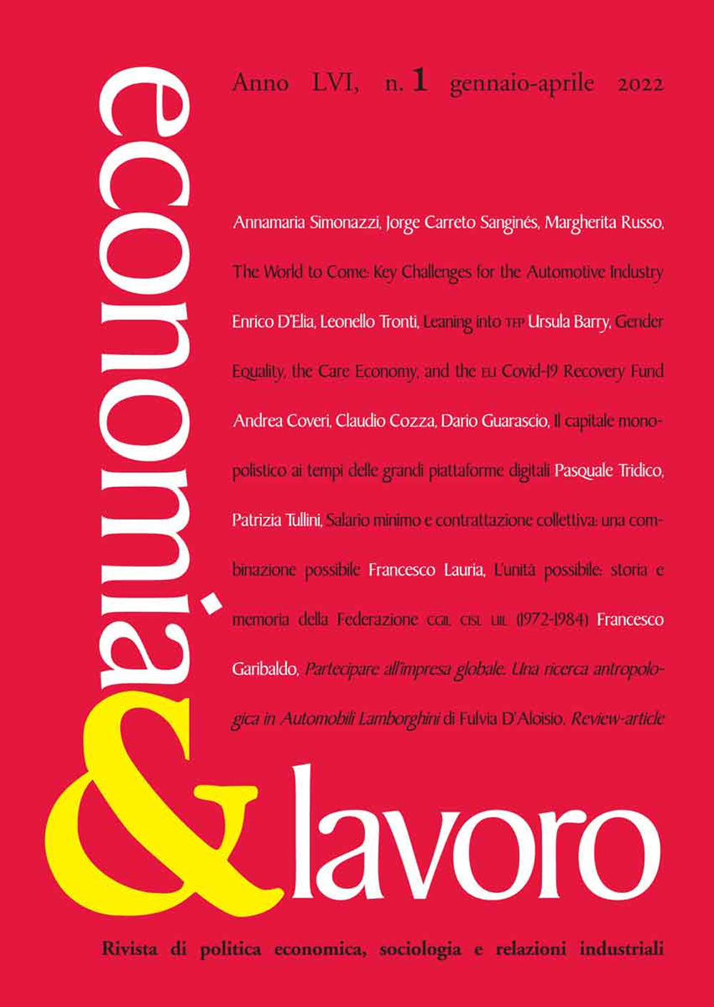 Economia & lavoro. Vol. 1