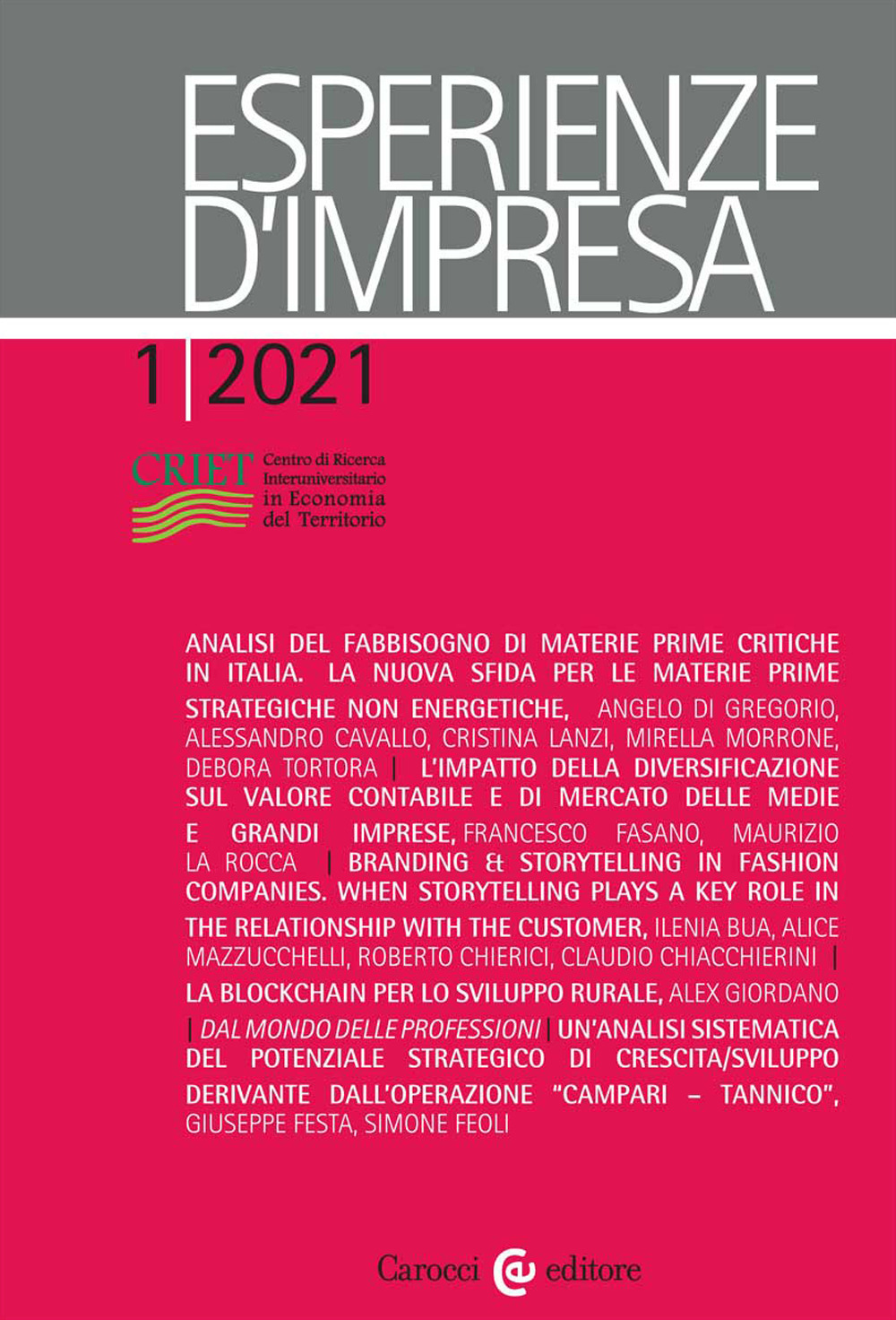 Esperienze d'impresa 1/2021. Vol. 1