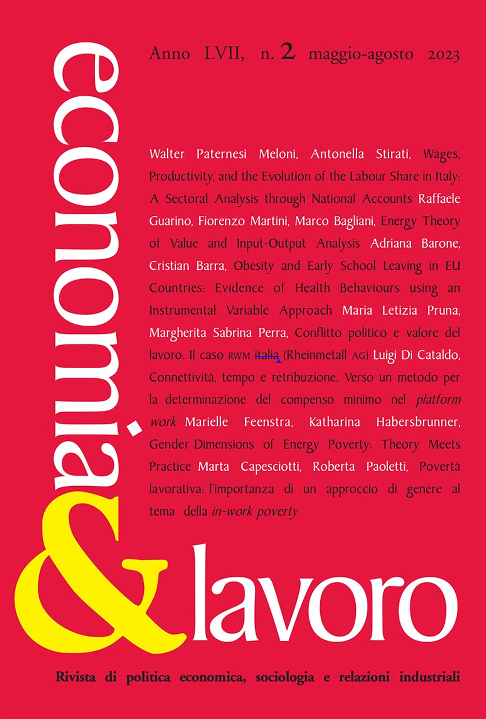 Economia & lavoro. Vol. 2