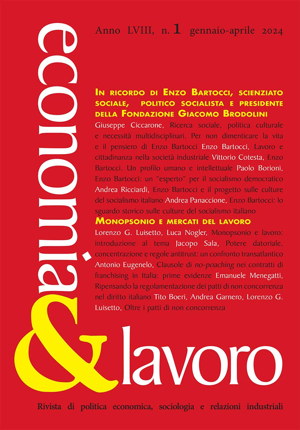 Economia & lavoro. Vol. 1