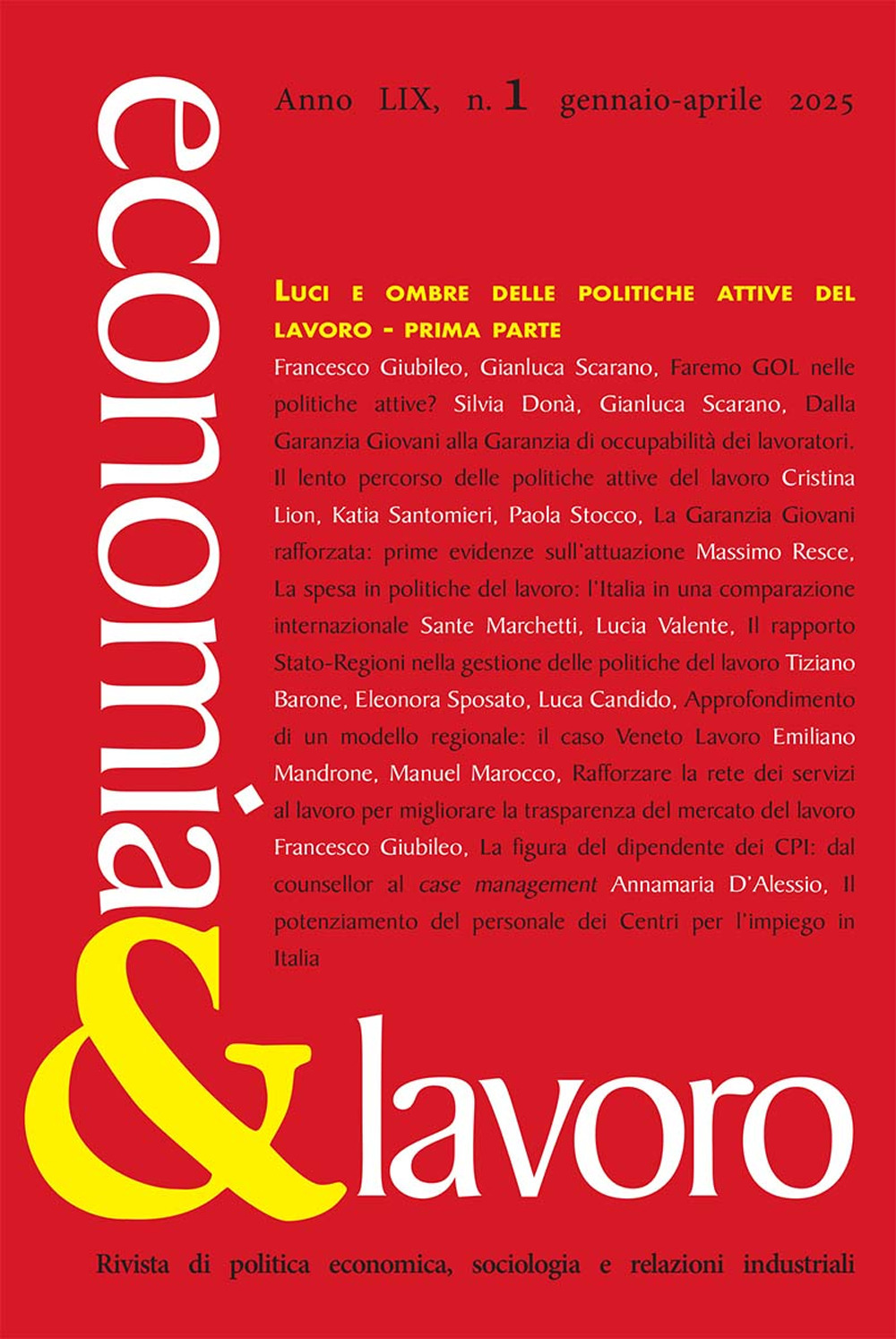 Economia & lavoro. Vol. 1