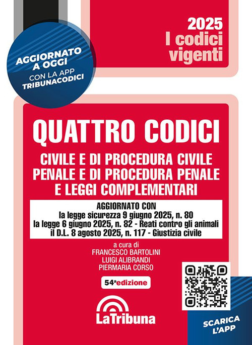 Quattro codici. Civile e di procedura civile, penale e di procedura penale e leggi complementari