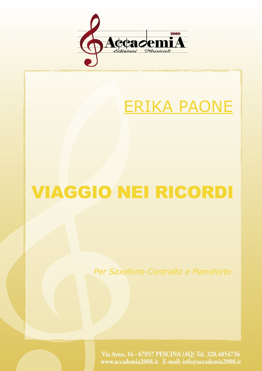 Viaggio nei ricordi. Per sassofono contralto e pianoforte