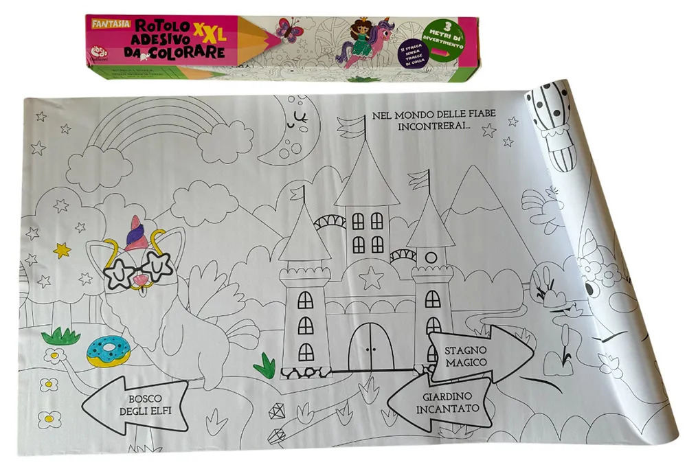 Rotolo adesivo da colorare XXL. Fantasia