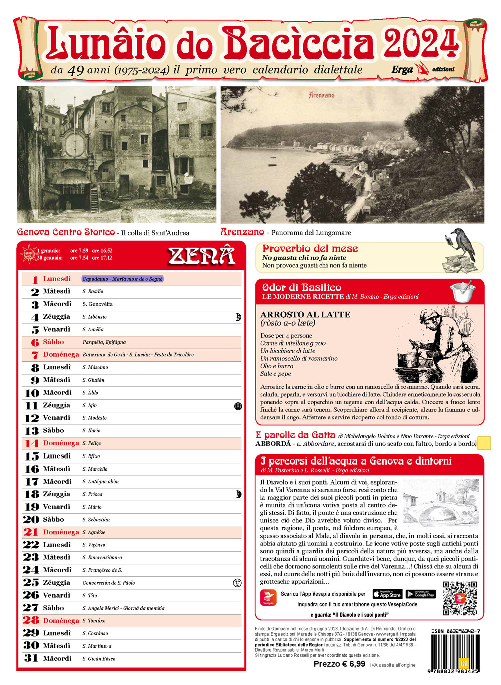Lunâio do Bacìccia 2024. da 49 anni (1975-2024) il primo vero calendario dialettale