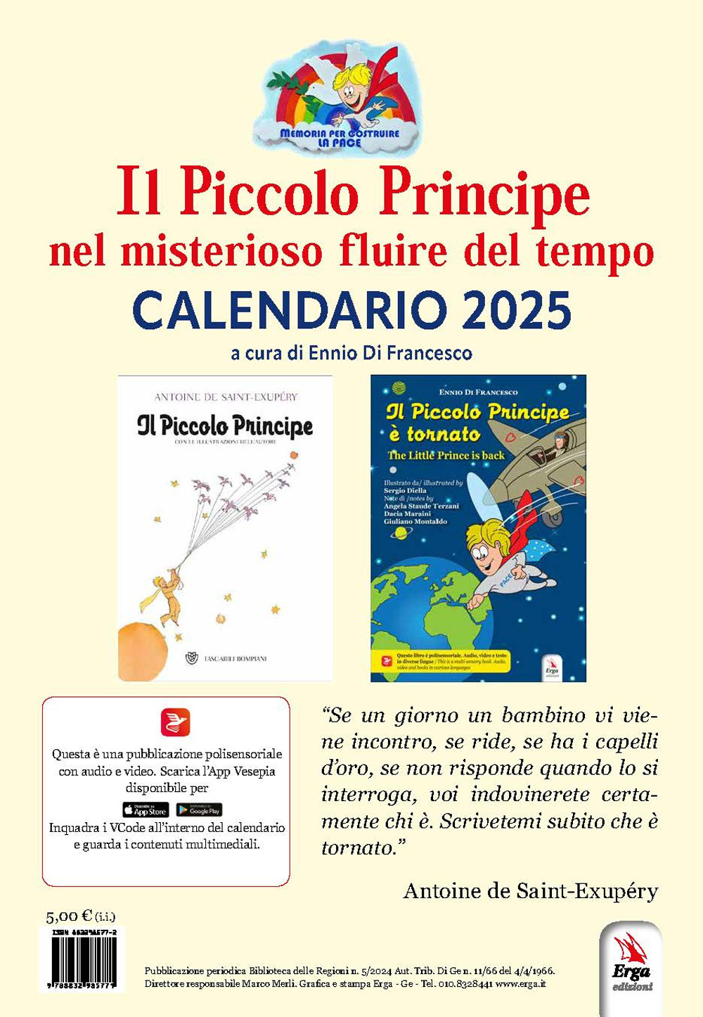 Il Piccolo Principe nel misterioso fluire del tempo. Calendario 2025