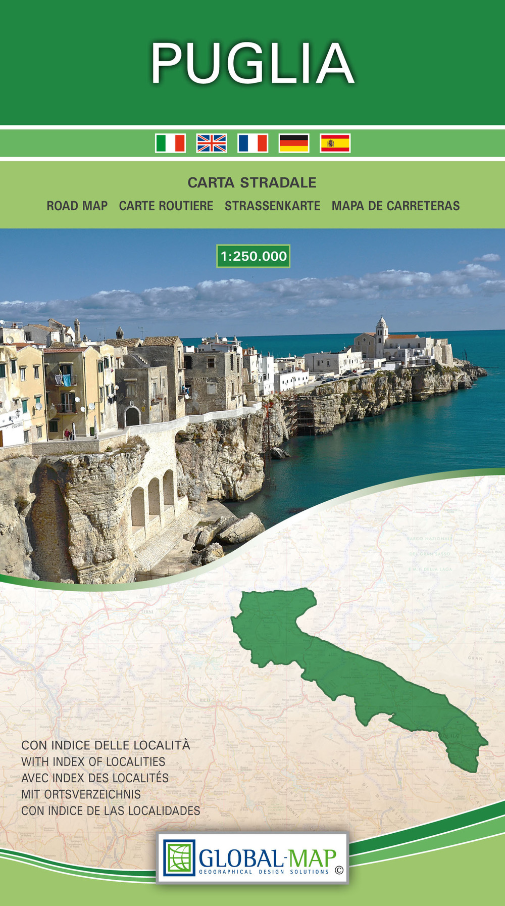 Puglia. Carta stradale della regione 1:250.000 (cm 108x86)