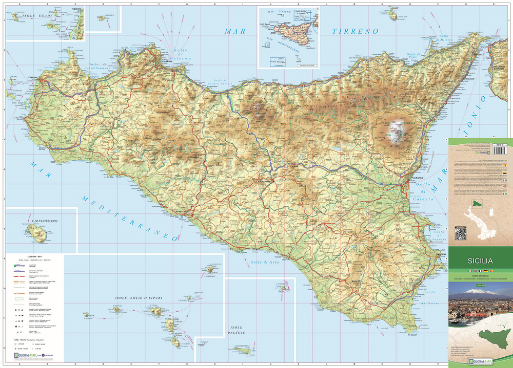 Sicilia. Carta stradale della regione 1:325.000 (cm 96x69)