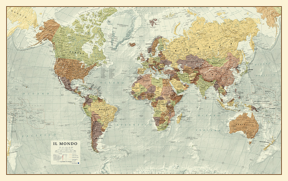 Mondo anticato. Scala 1:40.000.000 (carta murale anticata in plastica stesa cm 98x61)