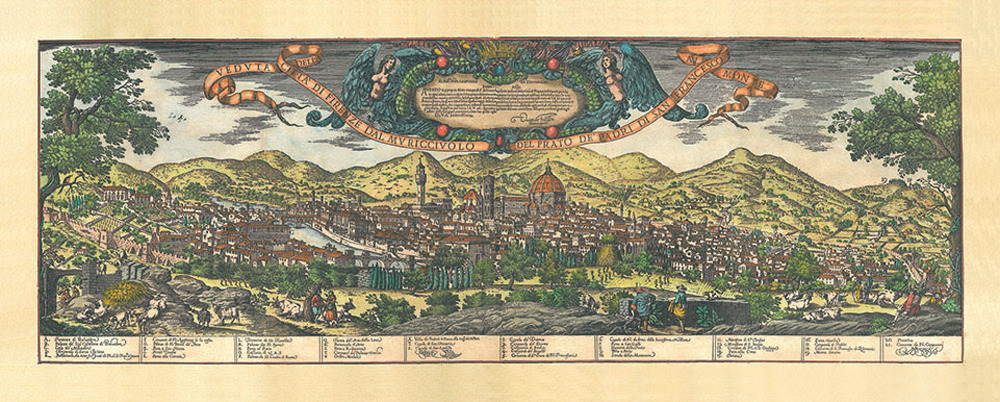 Veduta di Firenze. Spada XVII secolo (carta murale anticata in canvas cm 94x38)