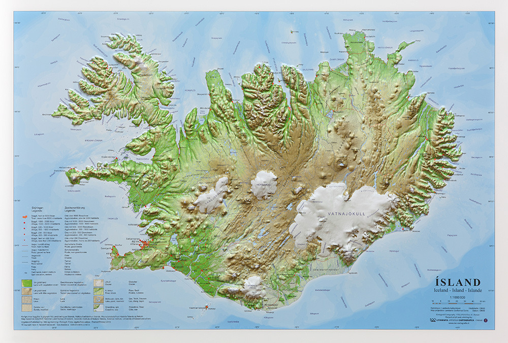 Islanda 1:1.000.000 (carta in rilievo internazionale senza cornice)