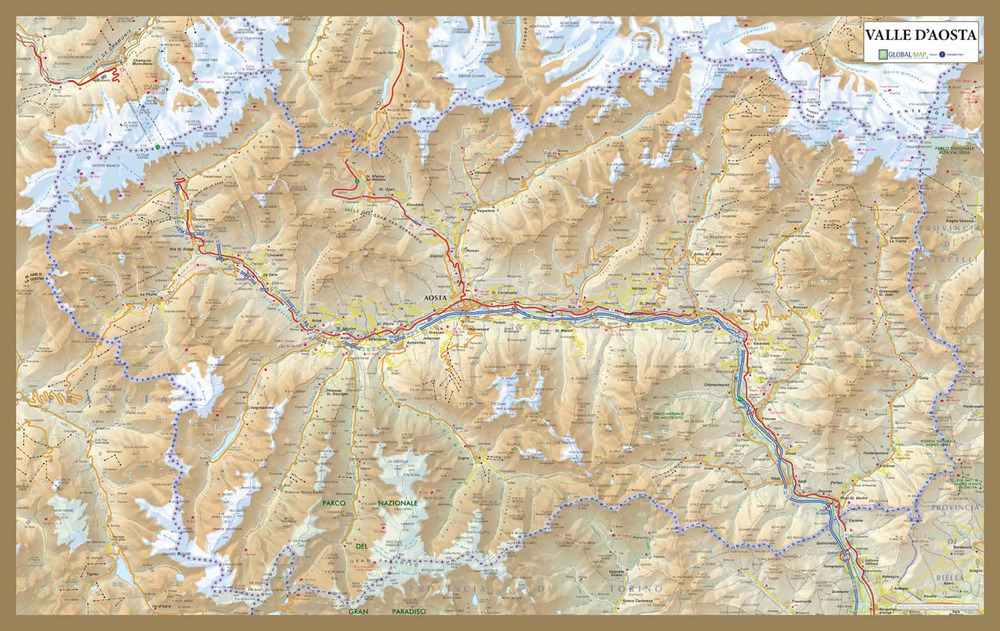 Valle d'Aosta. Carta stradale della regione (carta plastificata 60x40)