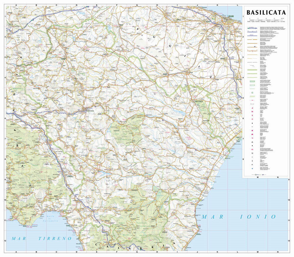 Basilicata 1:250.000 (carta murale plastificata stesa, cm. 72 x 63)