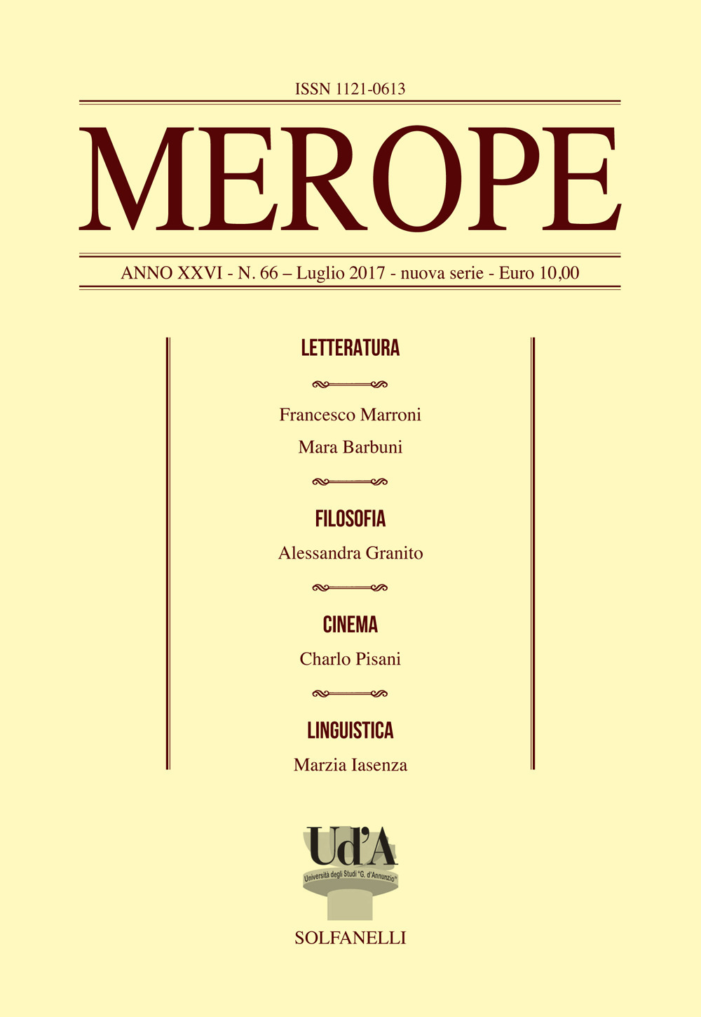 Merope. Vol. 66: Letteratura-filosofia-cinema-linguistica