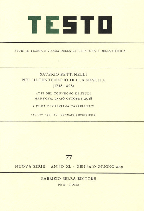 Saverio Bettinelli nel III centenario della nascita (1718-1808). Atti del convegno di studi, Mantova, 25-26 ottobre 2018