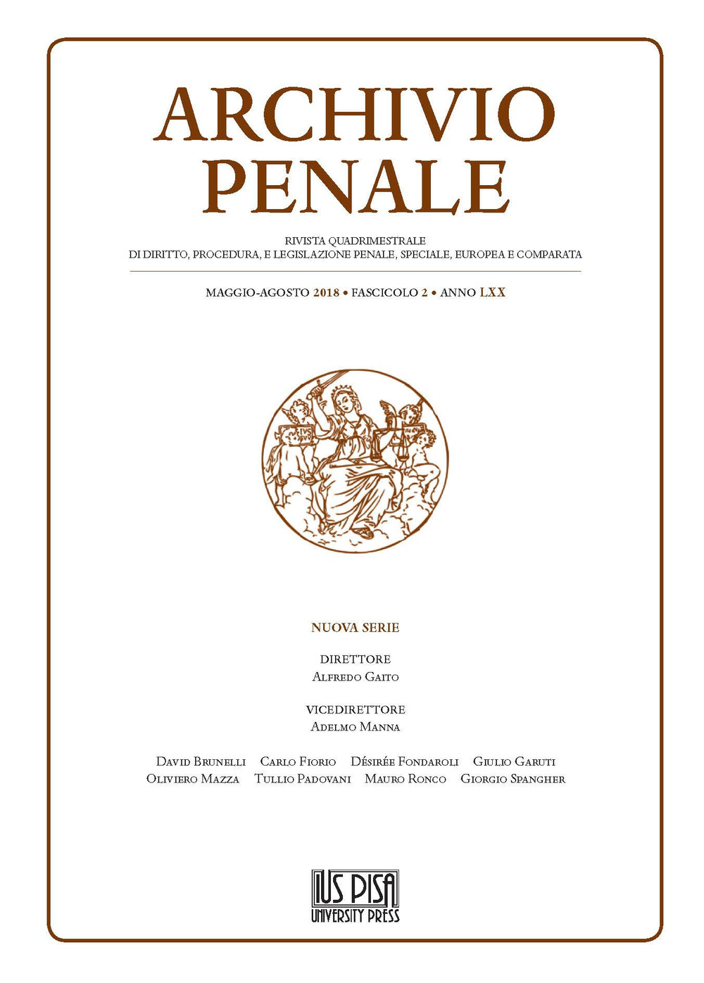 Archivio penale. Rivista quadrimestrale di diritto, procedura e legislazione penale, speciale, europea e comparata. Vol. 2: Maggio-Agosto