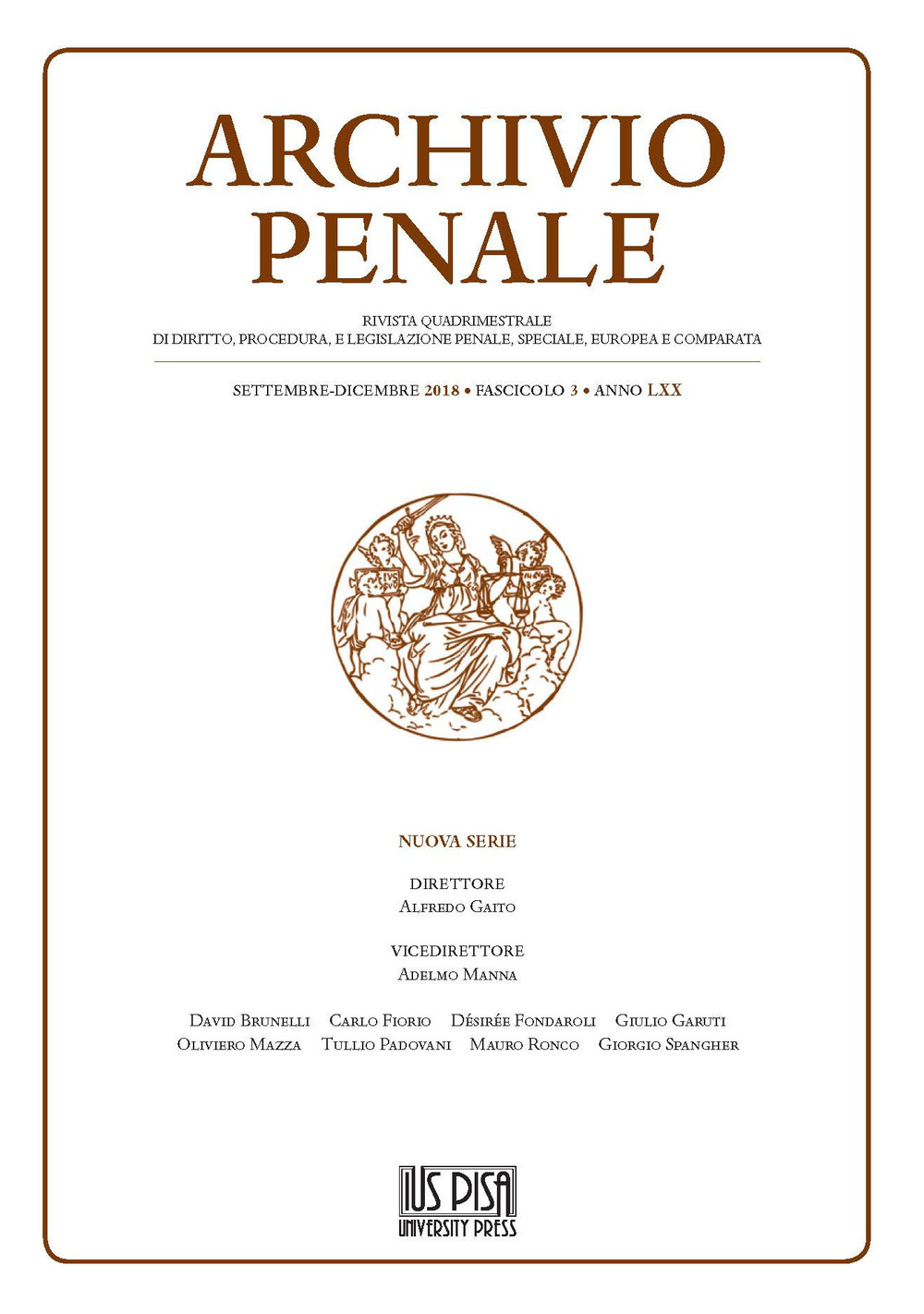 Archivio penale. Rivista quadrimestrale di diritto, procedura e legislazione penale, speciale, europea e comparata. Vol. 3: Settembre-Dicembre