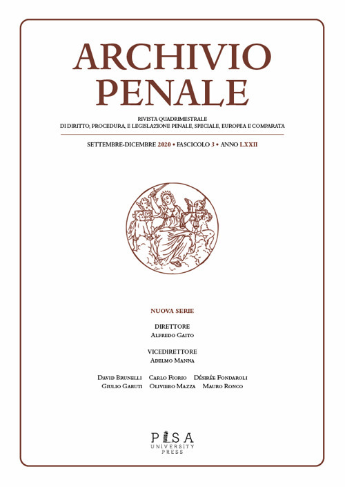 Archivio penale. Rivista quadrimestrale di diritto, procedura e legislazione penale, speciale, europea e comparata. Vol. 3